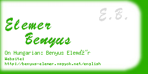 elemer benyus business card